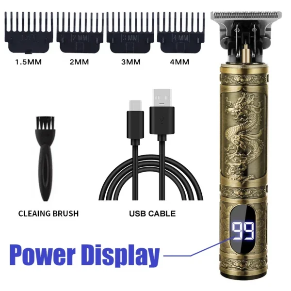 Vintage USB Charging Electric Hair Trimmer Portable Barber Clipper Professional Haircut Machine for Men - Boyfriend Gift - Image 11