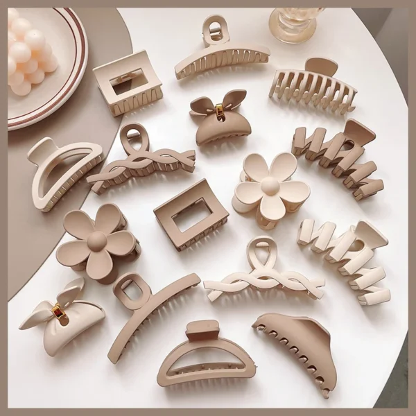 Women Hair Claw Clips Korea Coffee Beige Acrylic Large Hair Claw Hairpin Geometric Barrettes Crab Girl Headwear Hair Accessories - Image 3