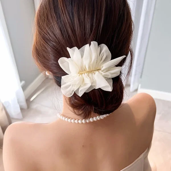 Big Spring Hair Claw Clips Women Metal Chiffon Flowers Ponytail Holder Hairpin Barrettes Fashion Girls Hair Accessories Hairgrip - Image 3