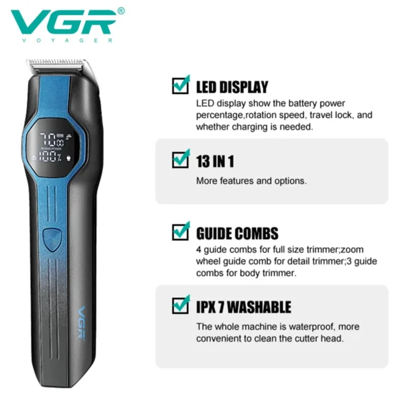 VGR V-173 5-in-1 Multifunctional Hair Trimming Set Home Full Body Hair Removal Device Nose Hair Trimmer Oil Head Carving Hair Cl - Image 5