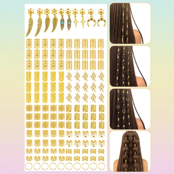 250Pcs Turquoise Pendant Summer DIY Dreadlock Braid Hair Beads Hair Ring Boho Style Hair Accessories Loc Hair Jewelry for Braids - Image 6