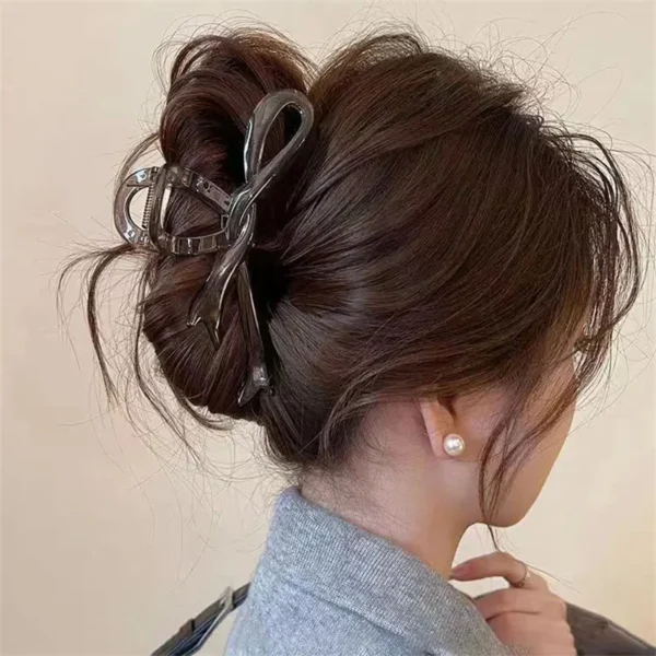 13cm Acrylic Ribbon Bow Hair Claws Crab Hair Clips Glossy Barrettes Headwear Hairpins Shark Ponytail For Women Hair Accessories - Image 6