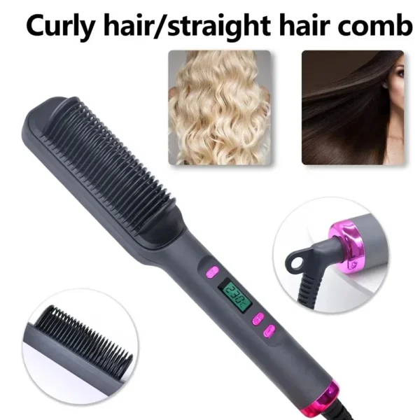 Hair Straightener Brush Heating Hot Comb Straightener Electric Hair Straightening Curly Multifunctional Iron Brush Comb Curler - Image 6