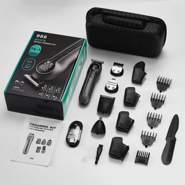IRUIBEAUTY 986 6-in-1 Multifunctional Grooming Kit Rechargeable Waterproof Hair Clipper  Electric Shaver Nose Hair Trimmer - Image 6