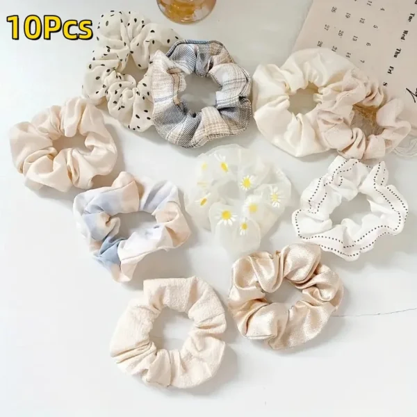 10Pcs Temperament College Style Large Intestine Hair Bands Sweet and Cute Tie Their Hair Accessories for Women Headwear - Image 7