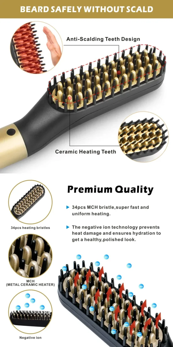 Professional Hair Straightener Comb Brush Beard Hair Straightening Comb Multifunctional Hair Curler Fast Heating Styling Tools - Image 10