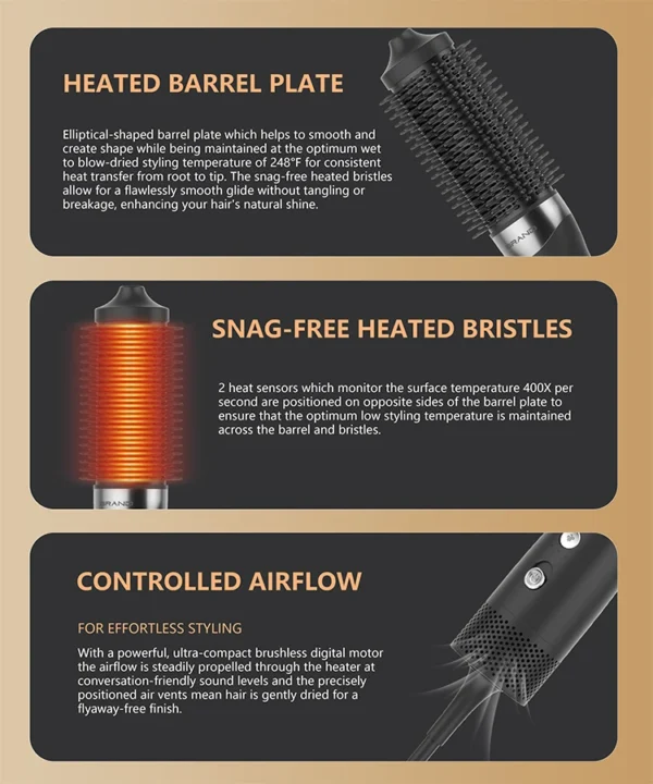TINSOL New 3-in-1 hot air comb hair straightener curling iron constant temperature hair care lasting styling air anion comb - Image 14