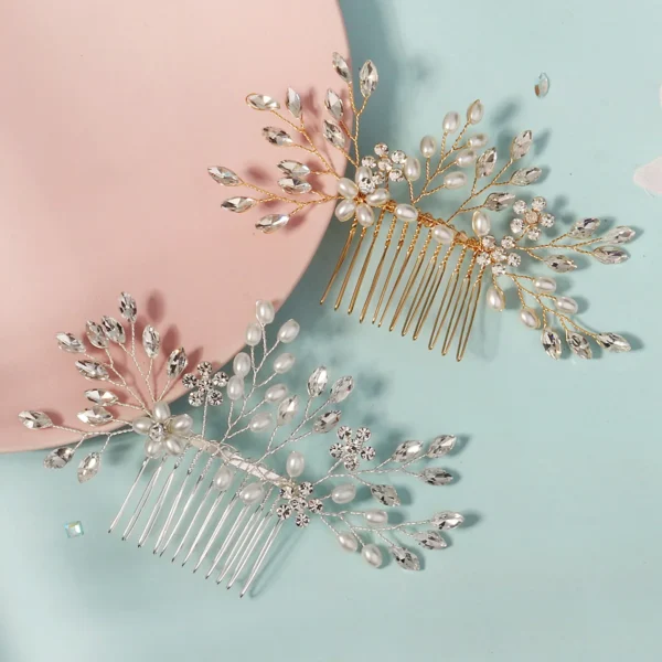 Trendy Pearl Handmade Hair Combs Delicate Crystal Flower Beaded Hair Clip Headpiece Festive Party Jewelry Hair Accessories - Image 2