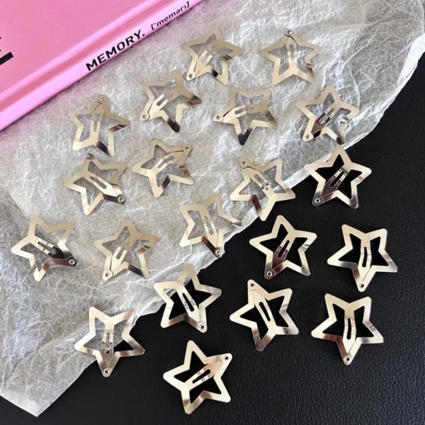 10/40PCS Silver Star Hair Clips for Girls Filigree Star Metal Snap Clip Women Simple BB Hairpins Barrettes Hair Accessories - Image 9