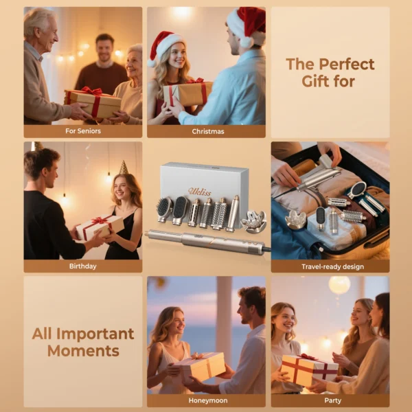8 in 1 Hair Dryer Brush High Speed Brushless Blow Dryer Negative Ionic Hair Heating Brush Hot Air Styling Comb Hair Curler - Image 12