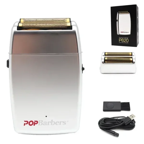 New 11000 RPM 7W Pop Barbers P620 Professional Electric Men's Beard Trimmer Double Foil Shaver Electric Shaver USB Hair Clipper - Image 18