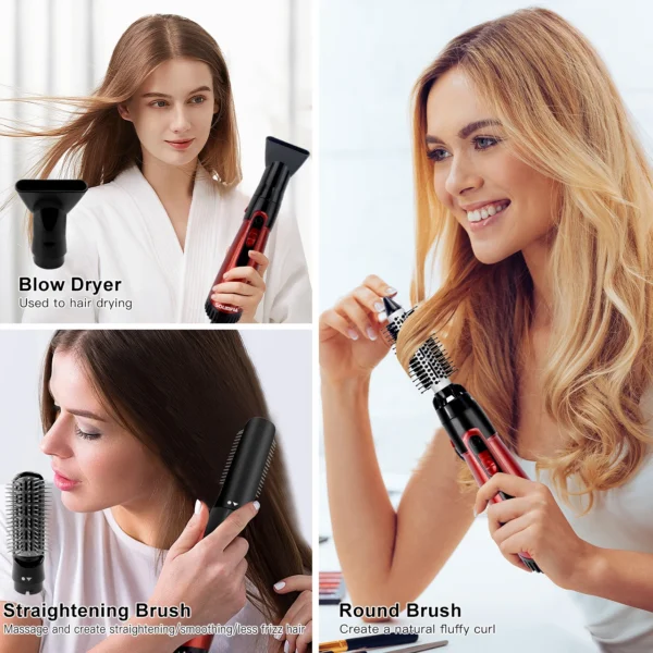Solimpia 3-Head Hot Air Brush Hair Dryer Strong Wind Electric Straightener Curler Roller Comb Blower Styling Tool for Woman 800W - Image 6