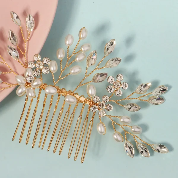 Trendy Pearl Handmade Hair Combs Delicate Crystal Flower Beaded Hair Clip Headpiece Festive Party Jewelry Hair Accessories - Image 13