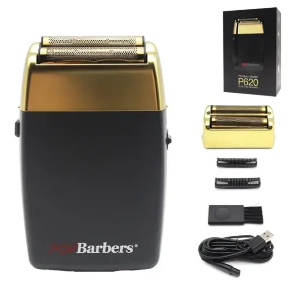 New 11000 RPM 7W Pop Barbers P620 Professional Electric Men's Beard Trimmer Double Foil Shaver Electric Shaver USB Hair Clipper - Image 22