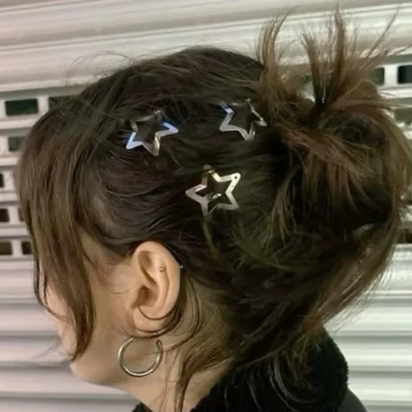 10/40PCS Silver Star Hair Clips for Girls Filigree Star Metal Snap Clip Women Simple BB Hairpins Barrettes Hair Accessories - Image 12