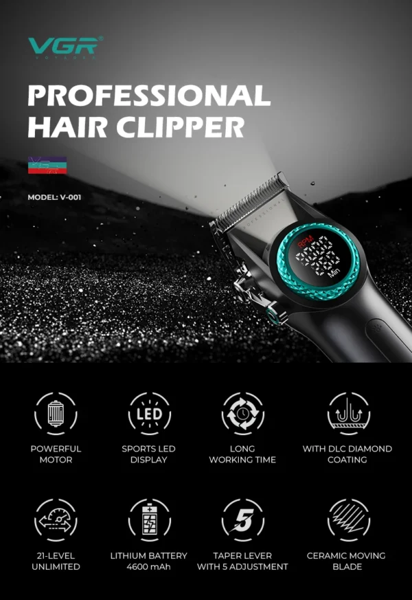 VGR 001 977 new hair trimming set high-end men's hair clipper intelligent digital display electric pusher carving and whitening - Image 18