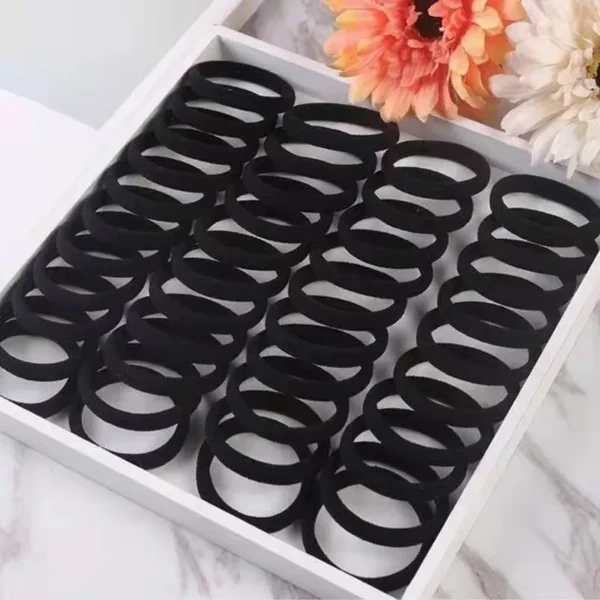 10/30/50pcs 2/3.5/4/5.5cm Black Large Soft Nylon Hair Elastics Ties Rope For No Damage Ponytail Holder Women Leagues Accessories - Image 4