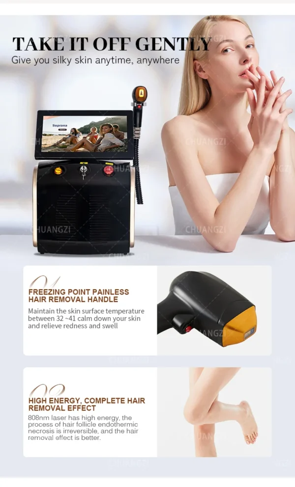 3000W High Power Ice Cooling 755 808 1064 Device Diode Laser Epilator Wavelength Painless 808nm Hair Removal Machine - Image 16