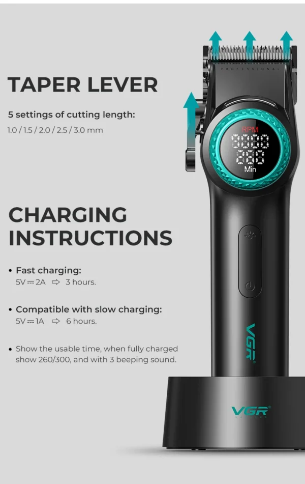VGR 001 977 new hair trimming set high-end men's hair clipper intelligent digital display electric pusher carving and whitening - Image 14