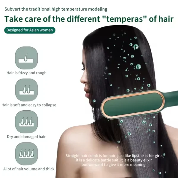 2-In-1 Electric Professional Negative Ion Straight Hair Brush Curling Comb With Lcd Display Curling Tool Straight Hair Brush - Image 11