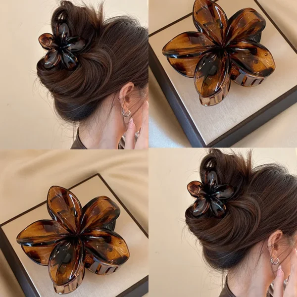 Korean Hawaiian Gradient Flower Hair Claw Clip For Women Girl Fashion Plastic Non Slip Hold Hairpin Barrette Hair Accessories - Image 3