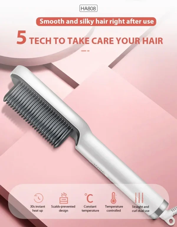 Hair Straightener Professional Quick Heated Electric Hot Comb Hair Straightener Personal Care Multifunctional Hairstyle Brush - Image 17