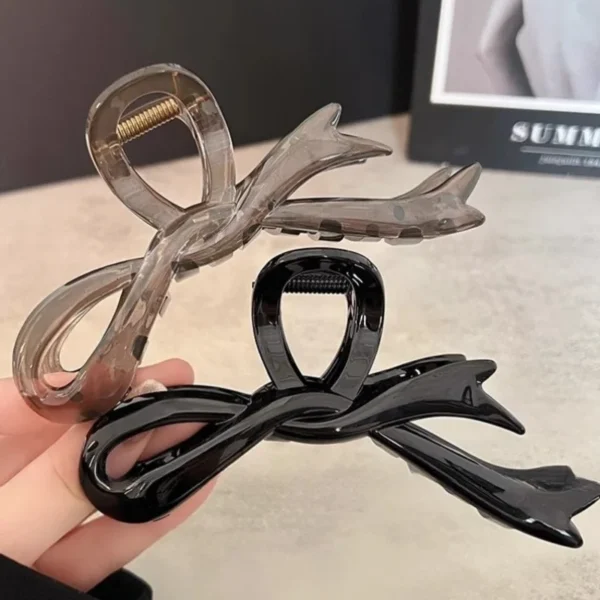 13cm Acrylic Ribbon Bow Hair Claws Crab Hair Clips Glossy Barrettes Headwear Hairpins Shark Ponytail For Women Hair Accessories - Image 4