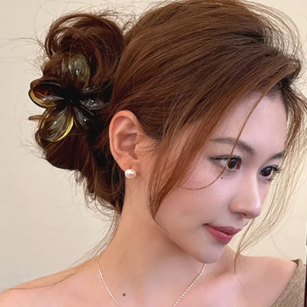 Women's Laser Mermaid Princess Flower Shaped 8cm/3.15in Large-Size Brown Beige Lightweight Plastic Hair Clips Fashionable And - Image 16