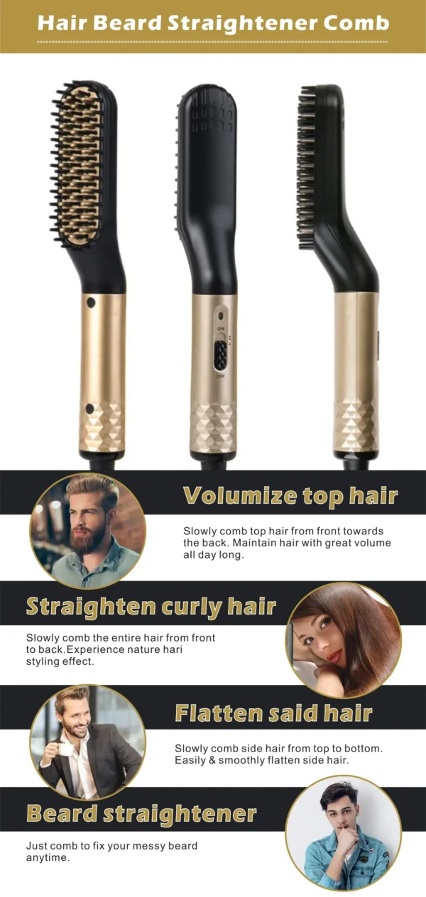 Professional Hair Straightener Comb Brush Beard Hair Straightening Comb Multifunctional Hair Curler Fast Heating Styling Tools - Image 8